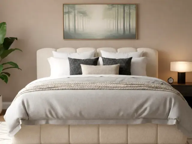 Tête de lit capitonnée velours sur mesure — lit tapissier Tanger