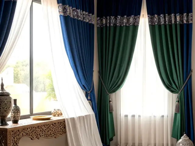 Rideaux lin naturel sur mesure — tapissier tanger maroc