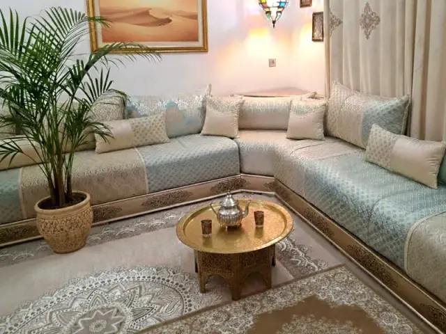 Salon marocain traditionnel sedari brocart — tapissier Tanger