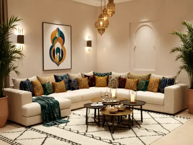 Salon marocain luxe matières nobles — artisan tapissier Tanger